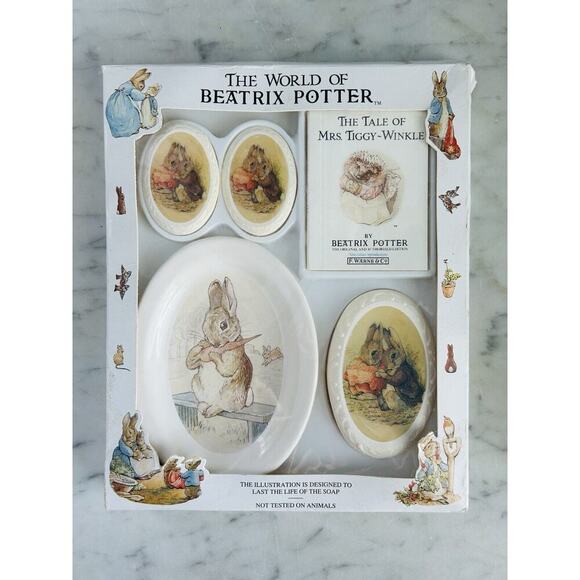 1992 Beatrix Potter Story Book Soap Dish Gift Set Collectible Peter Rabbit - Picture 1 of 12